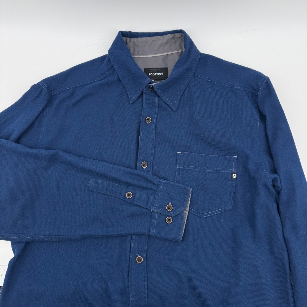 Marmot Mens Large Blue Long Sleeve Button Up Flannel Shirt SCC-304